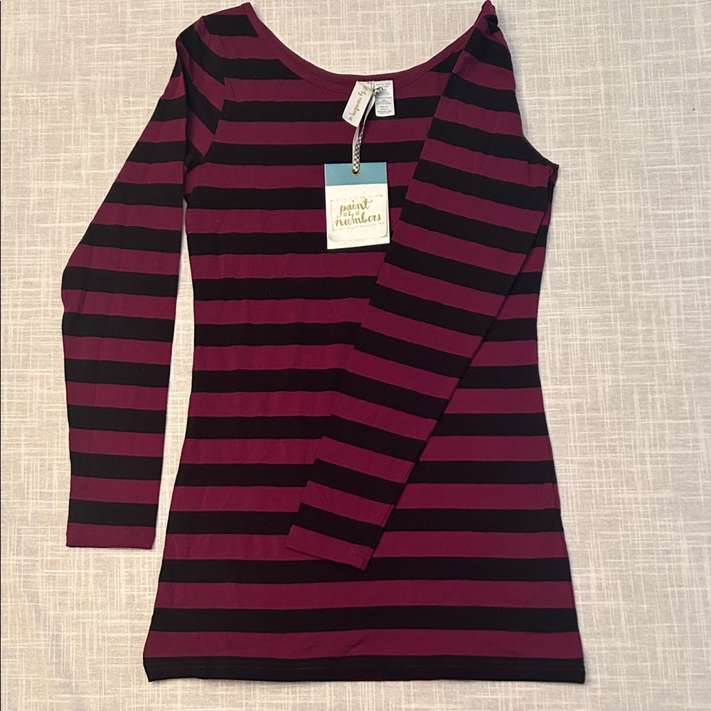NWT Matilda Jane Purple and Black Striped Long Sleeve Tee